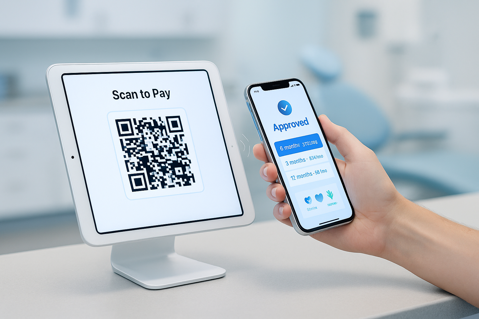 Simple QR code payment flow in a medical office