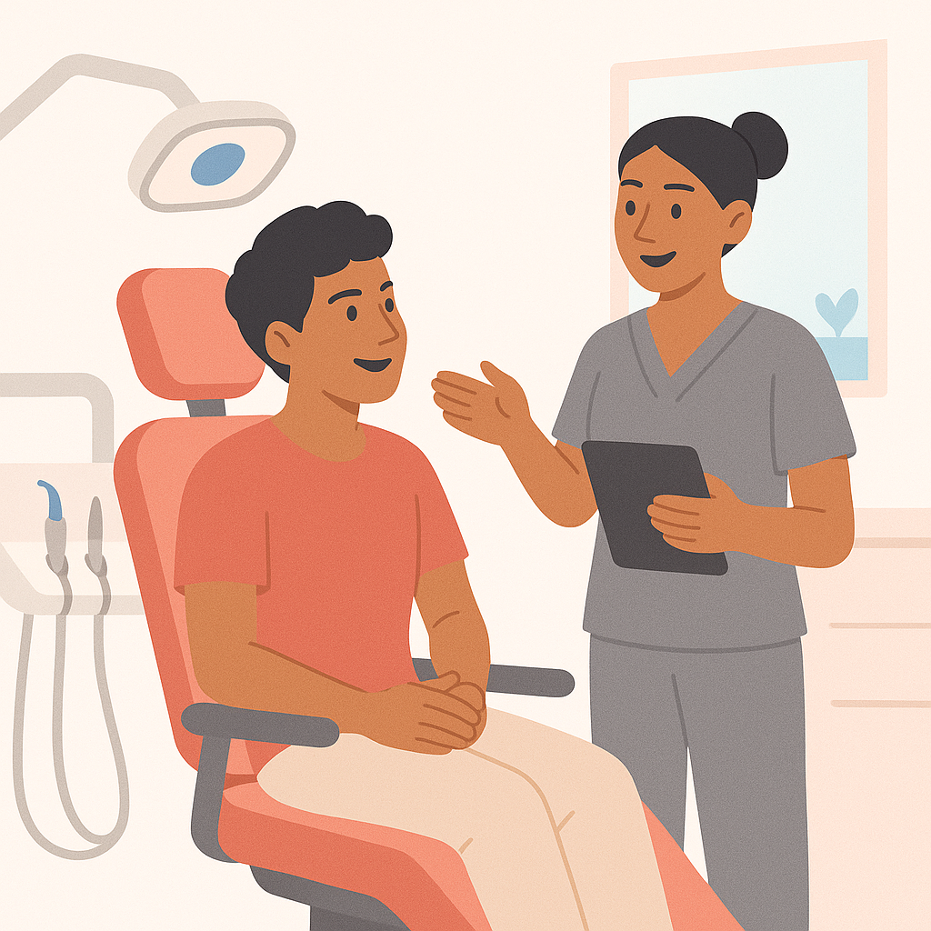 Person getting dental care in a modern dental office